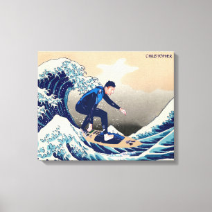 Lienzo Gracioso Surfing En La Gran Ola De Hokusai