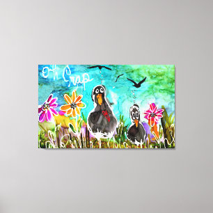 Lienzo Gracioso y colorido Oh Crap Crows Canvas
