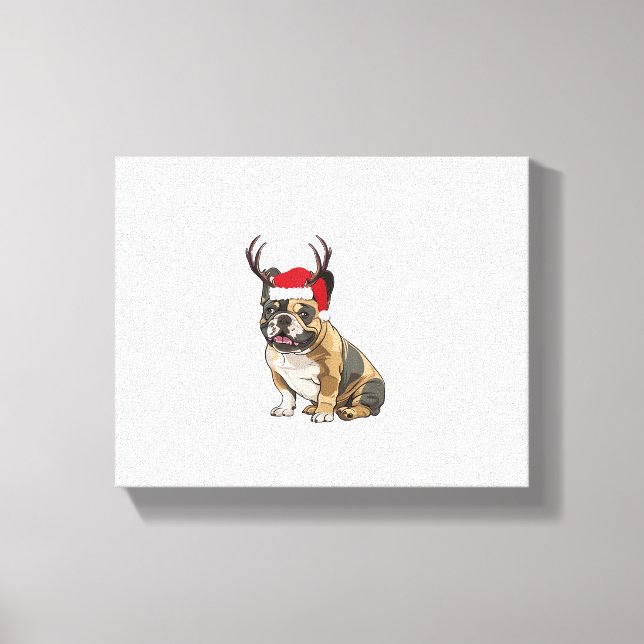 Lienzo Graciosos Navidades de Bulldog franceses (Anverso)