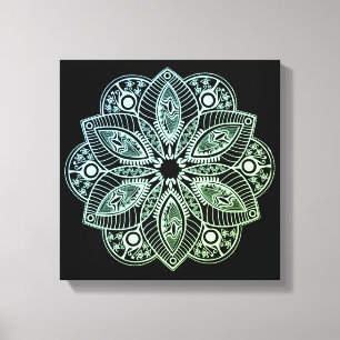Lienzo Gradiente verde tribal exótico Mandala