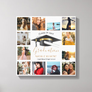 Lienzo Graduación en negro y oro de Collage de fotos grad