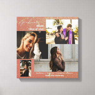 Lienzo Graduado Clase de Collage de fotos Purpurina rosa