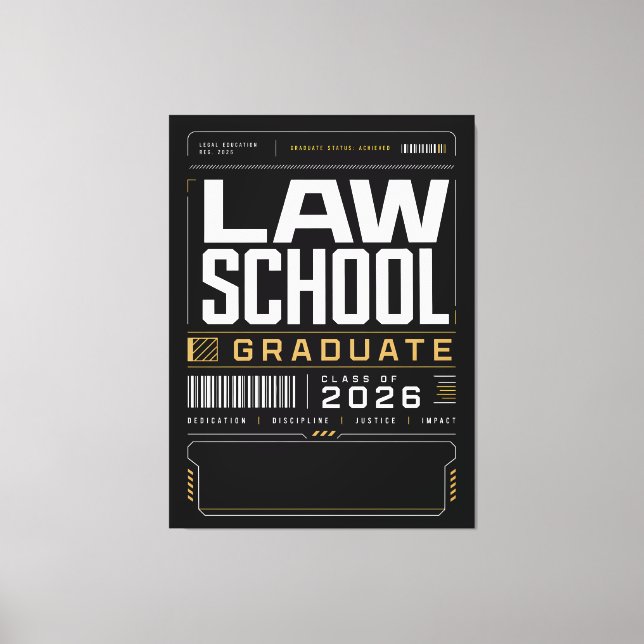 Lienzo Graduado de Facultad de Derecho Personalizada 2026 (Anverso)