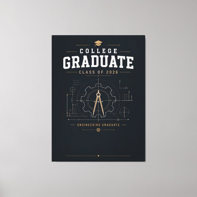 Lienzo Graduado en Ingeniería de Custom College 2026 (Anverso)