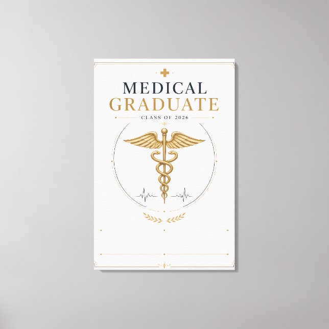 Lienzo Graduado Médico Elegante 2026 Caduceo (Anverso)