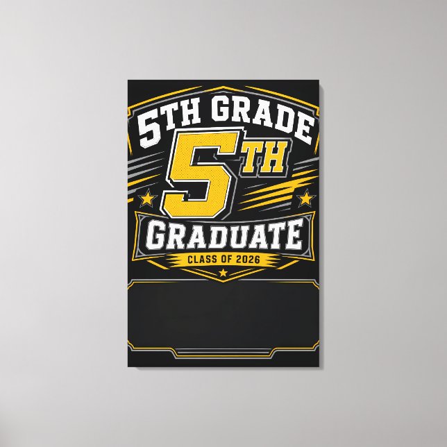Lienzo Graduado personalizado de 5º grado 2026 Varsity (Anverso)