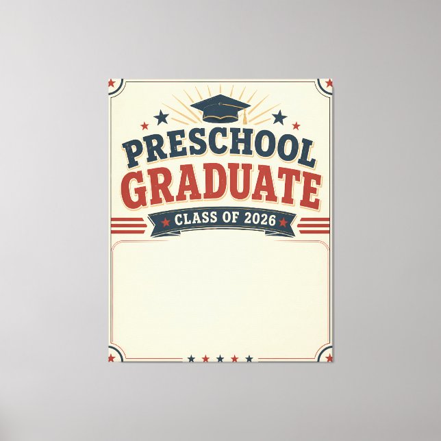 Lienzo Graduado Personalizado de Preescolar Clase de 2026 (Anverso)