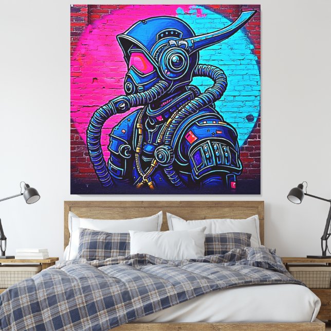 Lienzo Graffiti artístico sobre paredes enmascaradas de n (Insitu(Dormitorio))