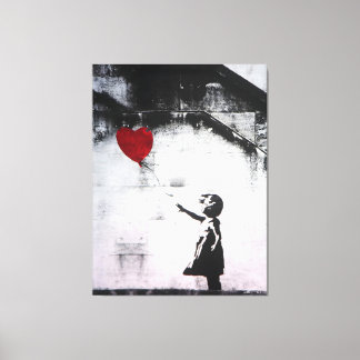 Lienzo Graffiti banksy - Chica con un globo rojo, calle
