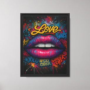 Lienzo Graffiti colorido levanta con amor y salpicadura d