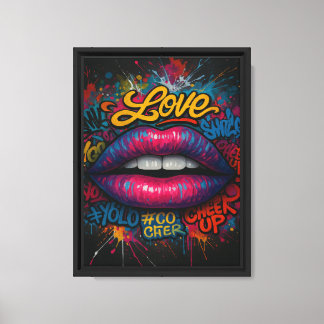 Lienzo Graffiti colorido levanta con amor y salpicadura d