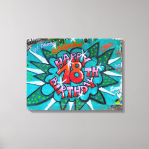 Lienzo Graffiti feliz 18 de cumpleaños
