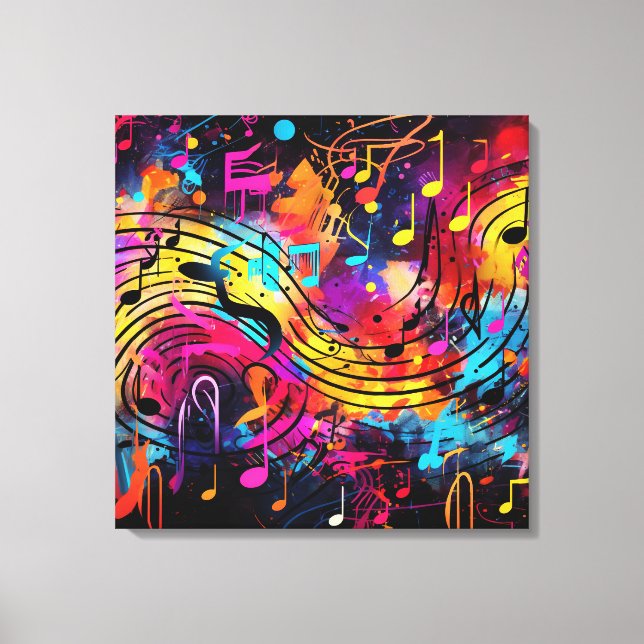 Lienzo Graffiti Musical Notes Canvas Art (Anverso)