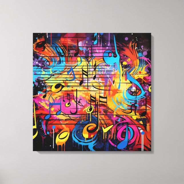 Lienzo Graffiti Musical Notes Canvas Art (Anverso)
