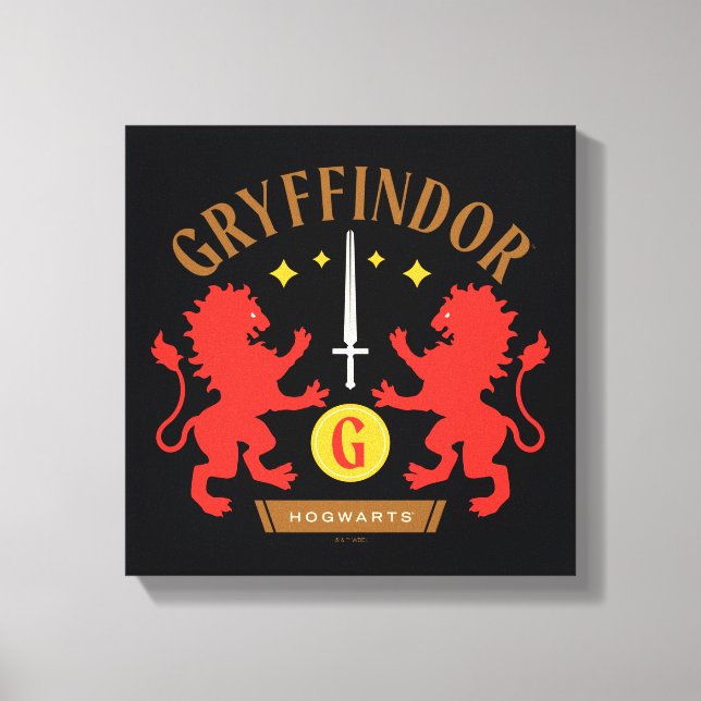 Lienzo Gráfica de doble león de la casa GRYFFINDOR™ (Anverso)