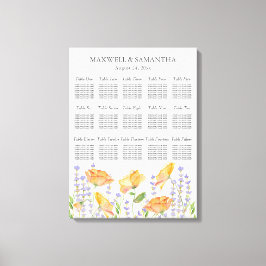 Lienzo Gráfico de asientos de Boda acuarela Tema de flor