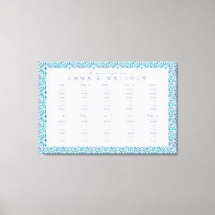 Lienzo Gráfico de Asientos de Boda de Baldosa Azul Encuen