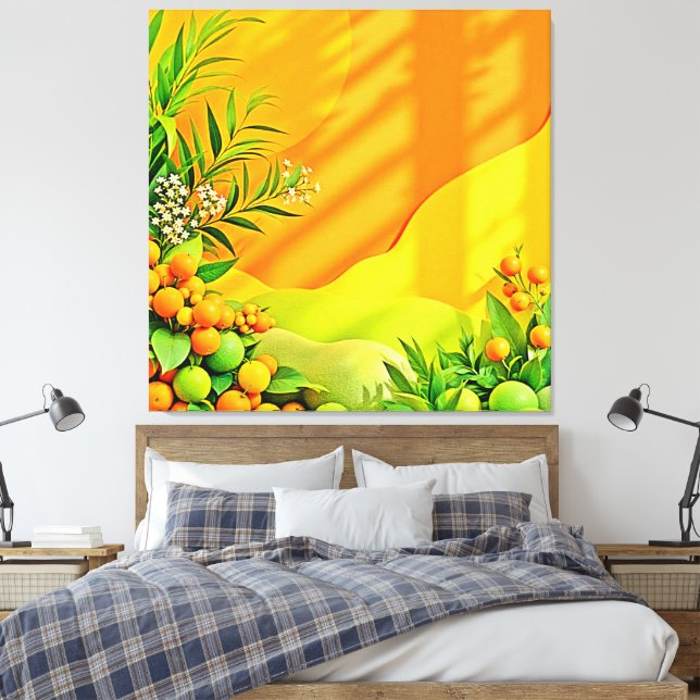 Lienzo Gráfico de cítricos y hojas (Insitu(Dormitorio))