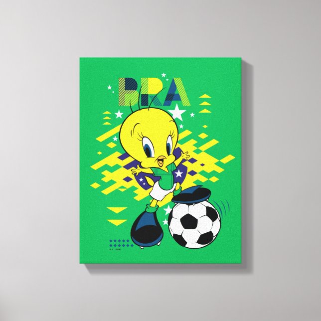 Lienzo Gráfico de fútbol del equipo de Brasil de TWEETY™ (Anverso)