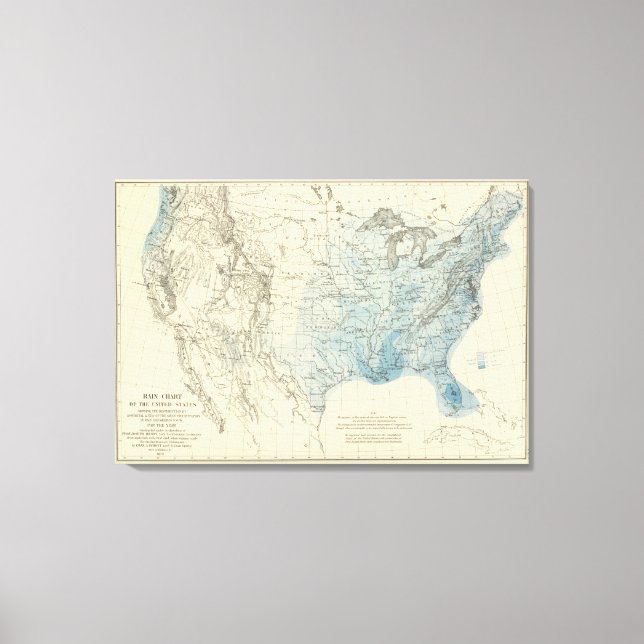 Lienzo Gráfico de lluvias en Estados Unidos (Anverso)