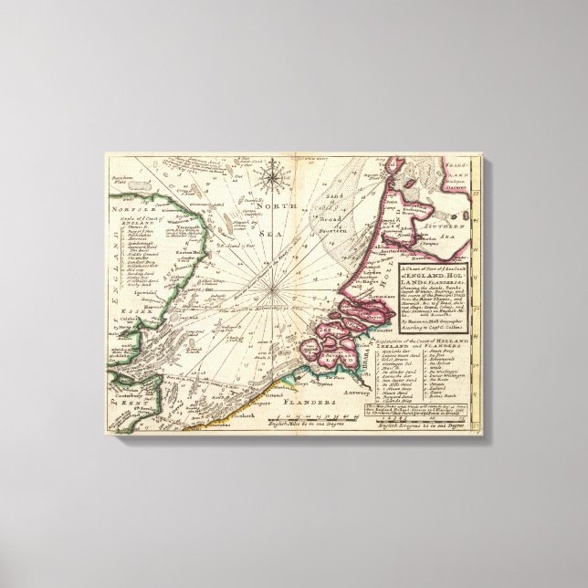 Lienzo Gráfico de parte de la costa de Inglaterra (Anverso)
