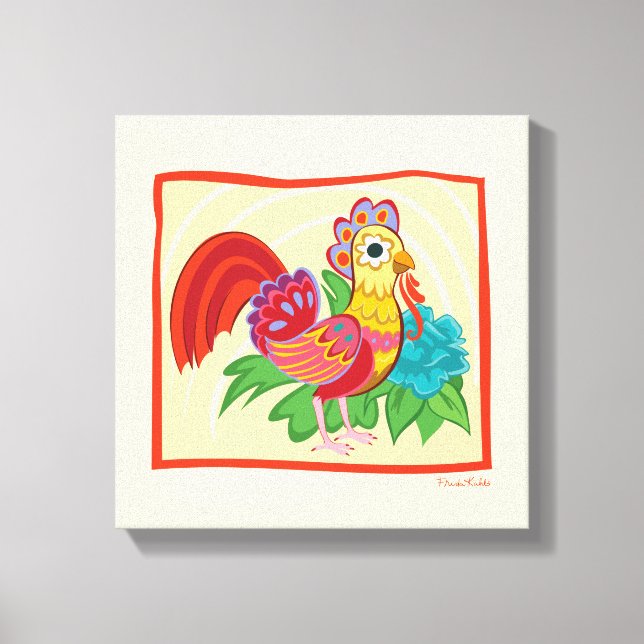 Lienzo Gráfico de pollo Frida Kahlo (Anverso)