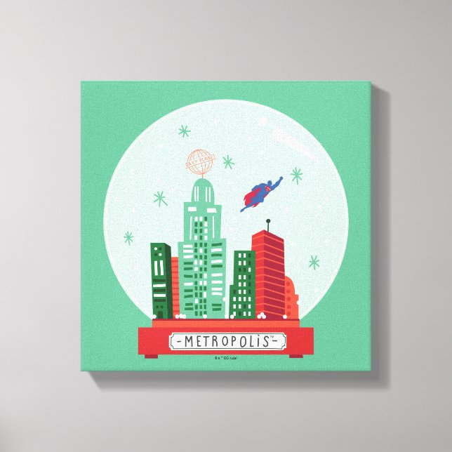 Lienzo Gráfico del Globe de Nieve de Superman Metropolis (Anverso)
