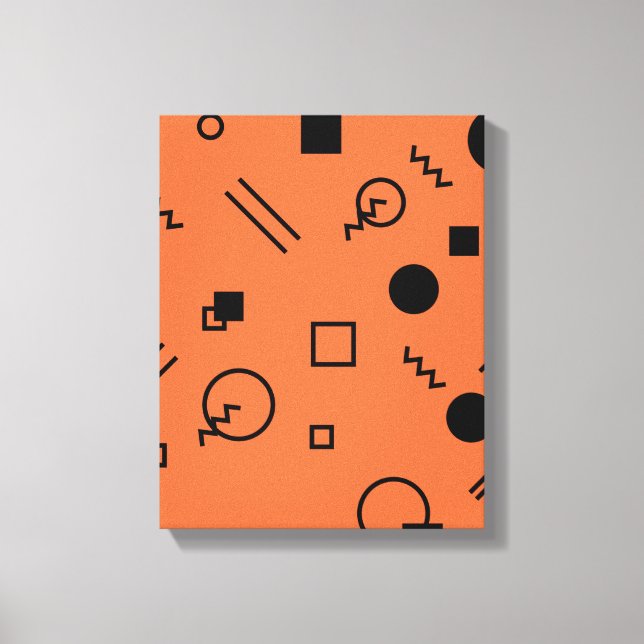 Lienzo gráfico Memphis naranja, divertido, de moda y geom (Anverso)