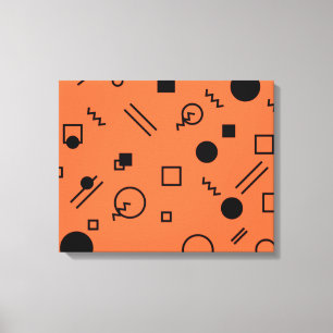 Lienzo gráfico Memphis naranja, divertido, de moda y geom