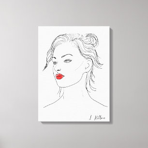 Lienzo Gráfico   Mujer con lápiz labial rojo