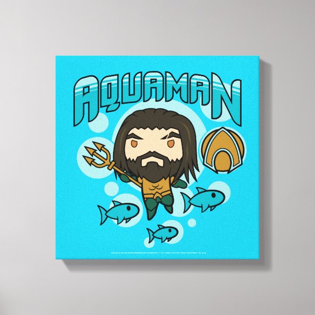 Lienzo Gráfico submarino de Aquaman el | Chibi Aquaman (Anverso)
