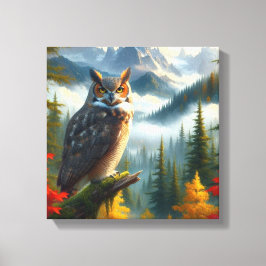 Lienzo Gran búho en temporada de otoño acuática