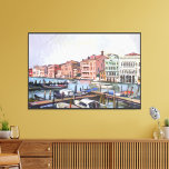 Lienzo Gran Canal de Venecia<br><div class="desc">Esta hermosa huella de lienzo muestra un cuadro impresionista de barcos estacionados a orillas del famoso Gran Canal, flotando tranquilamente en "La ciudad más romántica del mundo" - Venecia, Italia.</div>