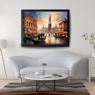 Lienzo Gran Canal de Venecia al atardecer con Gondola