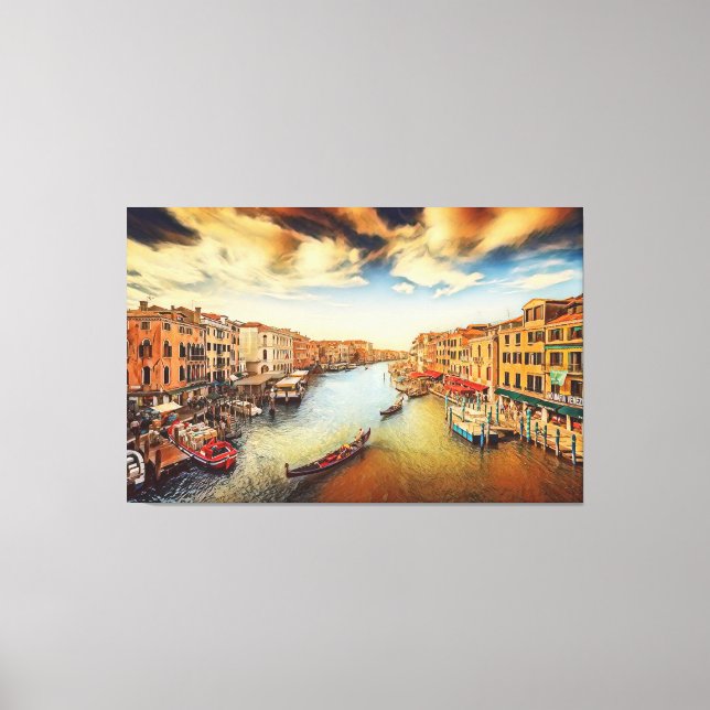Lienzo Gran canal de Venecia con góndolas de tela Imprimi (Anverso)