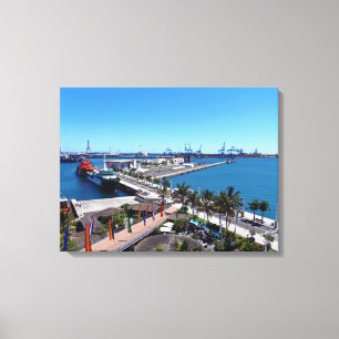 Lienzo Gran Canaria Las Palmas puerto con vistas a la hue