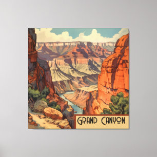 Lienzo Gran Cañón Vintage Paisaje del Suroeste
