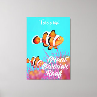 Lienzo Gran cartel de pez payaso de la barrera de coral