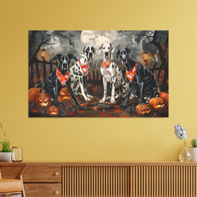 Lienzo Gran Dane Halloween Spooky (Insitu (Sala de estar))