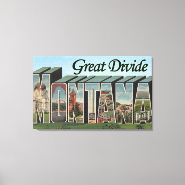 Lienzo Gran división, Montana - Escenas de letras grandes (Anverso)