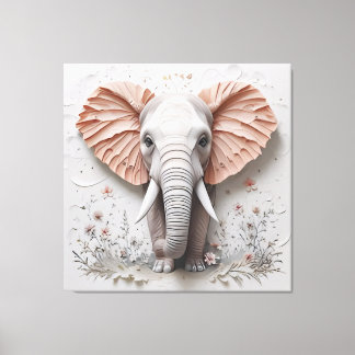 Lienzo Gran Elefante de 16K en Flor - Lona Envuelta Premi