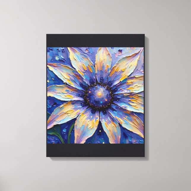 Lienzo Gran Flor Azul Impresionista | Botánica (Anverso)