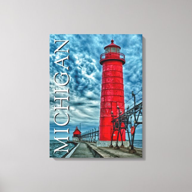 Lienzo Gran Haven Faro | Michigan (Anverso)