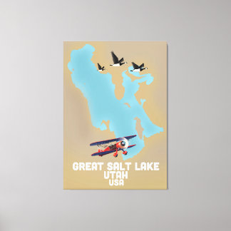 Lienzo Gran lago salado, afiche de viaje de Utah