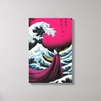 Gran mezcla de olas con elegante mujer japonesa
