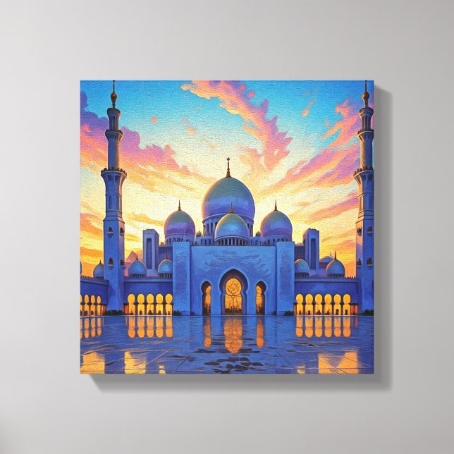 Lienzo Gran Mezquita de Dubai Sunset de los Emiratos Árab (Anverso)