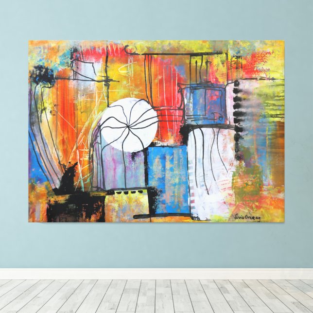 Lienzo Gran Pintura Acrílica Abstracta (Insitu (piso de madera))