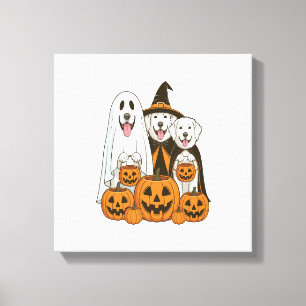 Lienzo Gran Pirineo Perro Bruja Fantasma Halloween Combin