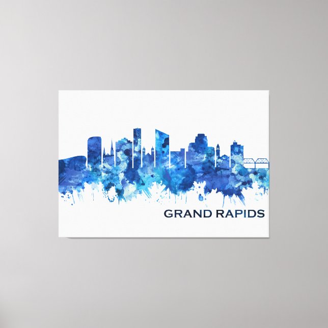 Lienzo Grand Rapids Michigan Skyline Blue (Anverso)