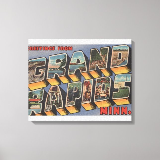 Lienzo Grand Rapids, Minnesota - Escenas de letras grande (Anverso)